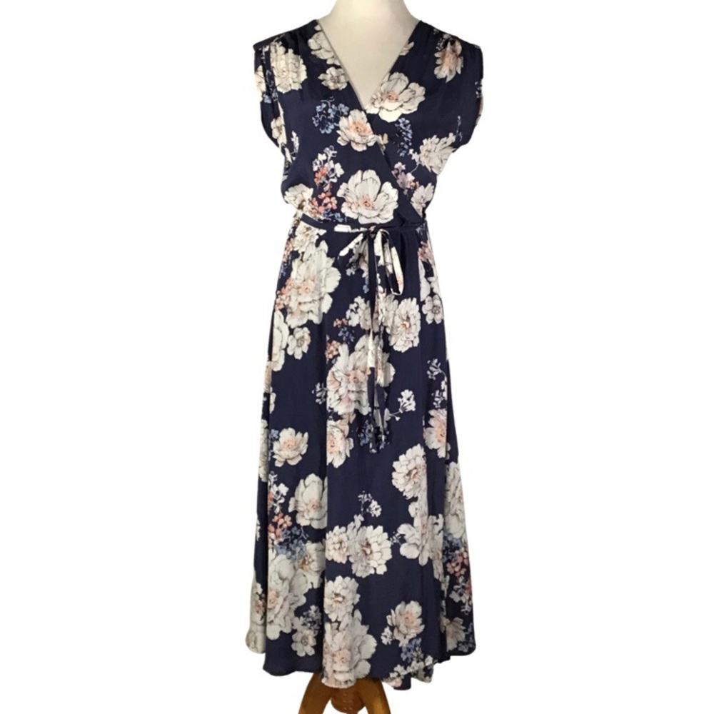 Yumi Kim Floral 100% silk wrap dress maxi new without tags